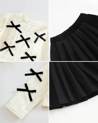 Image of Renotemy Toddler Girls Outfits Winter Little Girl Clothes Skirt Set 18M-6Y | Girls Christmas Fashion 2 Piece Outfit,Fall Knit Sweater and Skirt Set,Holiday Thanksgiving Dress Back to School Essentials
