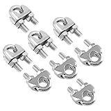 Bonsicoky 6 Pack 3/8 Inch M10 Stainless Steel Wire Rope Cable Clip Clamp, U Bolt Saddle Fastener