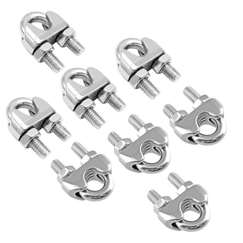 Bonsicoky 6 Pack 3/8 Inch M10 Stainless Steel Wire Rope Cable Clip Clamp, U Bolt Saddle Fastener
