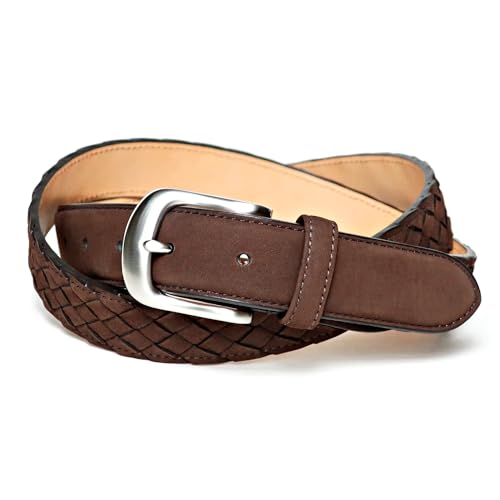 [KIETH] ヌバック メッシュ ベルト メンズ 本革 ブラウン 日本製 サイズ調整可能 KE21465-39