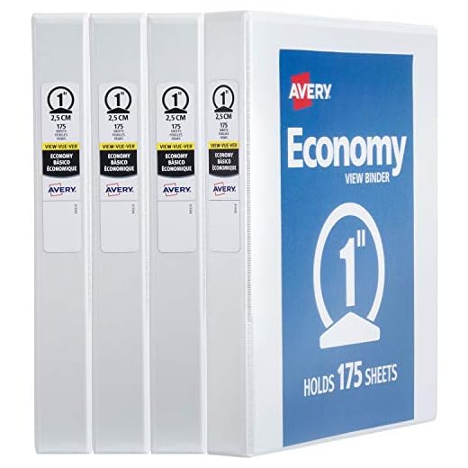 AVERY Economy View 3 Ring Binders, Homeschool Supplies, Home Organization, 1" Round Rings, 4 White Binders (05711)