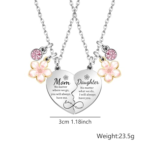 lauhonmin 2Pcs Mother Daughter Heart Matching Pendant Necklace Set Gifts For Mom Mothers Day Birthday Christmas Presents From Daughter Mothers Day Gifts for Mom2
