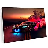 Printonia Bilder Leinwandbild 120x80cm Bugatti Divo Sportwagenrennen Neon Tuning