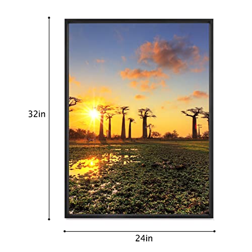 24X32 Aluminum Frame - 2 Pack - Plexiglass - Thin Edge Picture Frame - Black Poster Frame - Wall Mounted - Hang Vertically & Horizontally #TOP4