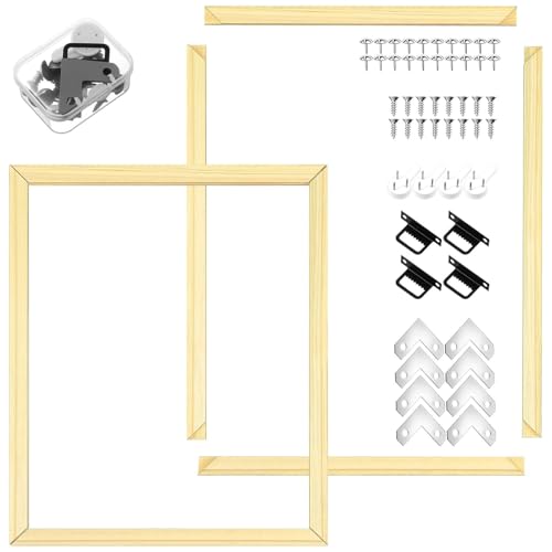 DoubleFill 2 Pack 12x16 Inch DIY Canvas Stretcher Bars Canvas Frame Wood Frames Kit Easy to Assemble for Prints Posters Oil Painting Painting Embroidery Stitch and Needlepoint Arts