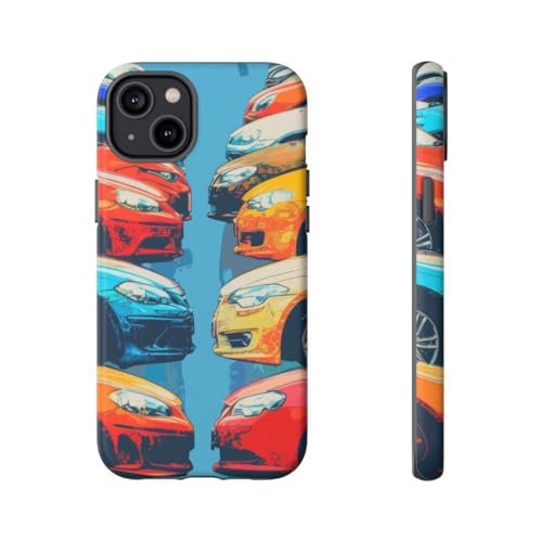 Coque iPhone 14 Plus rigide anti-choc et mate motif voiture art