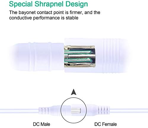 XINYUWIN 2 Pack 12ft/3.6M 2.1mm x 5.5mm Male to Female DC Extension Cable 20AWG White for 5V 12V 24V Wireless Security/CCTV/IP Camera Standalone DVR, LED Strip String Light, Vive VR Base Stations