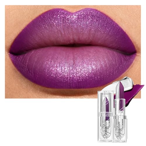 Image of Depuplum Purple Matte Lipstick Silver Lipstick Ombre Lips Dual Tone