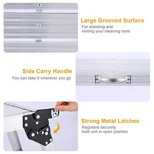 Aluminum Work Platform | Portable Folding Aluminum Step Ladder,Non-Slip Feet, Durable Construction, Easy to Store &Transport -for Washing Vehicles, Cleaning Works, Decorating etc[US Stock] - Thumbnail 5