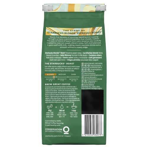 STARBUCKS Blonde Espresso Roast, Helle Röstung, Ganze Kaffeebohnen 200g (6er Pack)