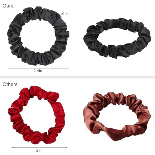 Image of 40 pcs Satin Hair Scrunchies for Women, Softer than Silk Scrunchies Black Satin Hair Ties Both for Thick and Thin Hair Ponytail Holders, No Damage No Crease Hair Ties Accessories for Girls