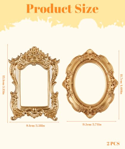 Image of xinxingin 2 PCS Vintage Frames, Photo Frame with Marbled Pattern, Mini Photo Frame for Wall Decor, Vintage Style Display for Home and Office, Compact Size for Tabletop and Shelf Placement