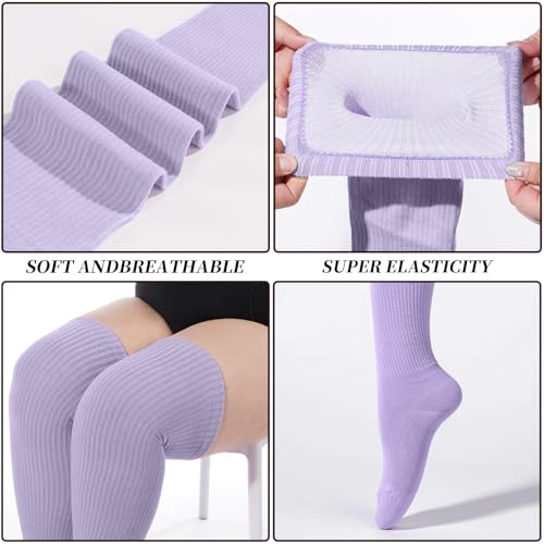 Image of Moon Wood Plus Size Thigh High Socks for Thick Thighs- Womens Knit Cotton Extra Long Over the Knee High Socks Leg Warmer