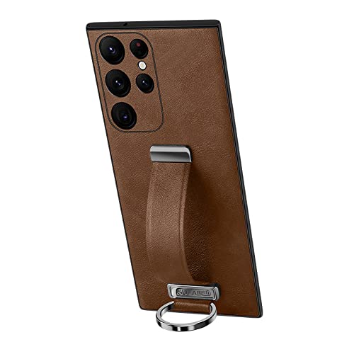 Étui en cuir de luxe avec anneau pour Galaxy Z Fold 4 et Samsung S22 Ultra