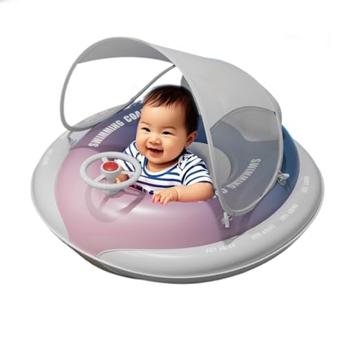 Flotador con protección solar para niños – Flotador hinchable con sombrilla | Diseño de respaldo ergonómico para niños