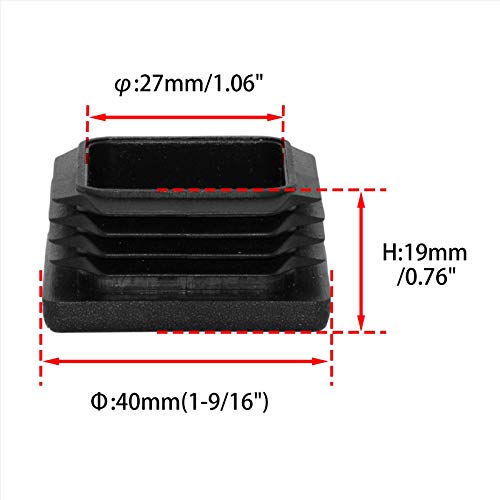 Image of Flyshop 40 x 40 mm, 1.57 inch x 1.57 inch Black Plastic Hole Plugs Square Tubing End Caps Tube Inserts Durable Furniture Glide for Chair Table Stool Leg 8 Pack