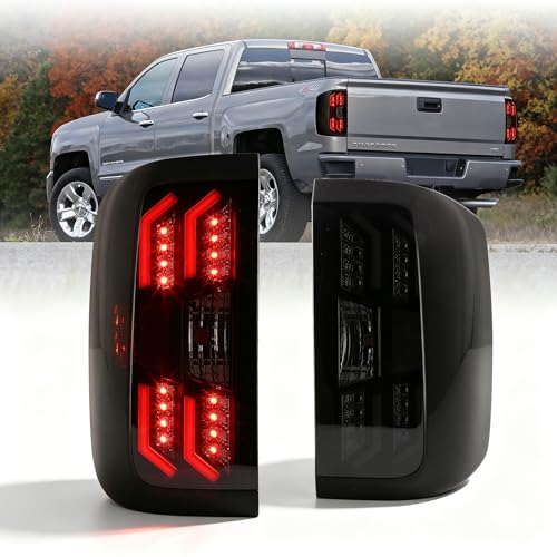 WOLFSTORM LED Tail Light Assembly for 2014-2018 Chevy Silverado 1500 2015-2019 Silverado 2500HD/3500HD Replacement Rear Lights Not Fit Silverado with Factory LED Tail Light Smoke Lens