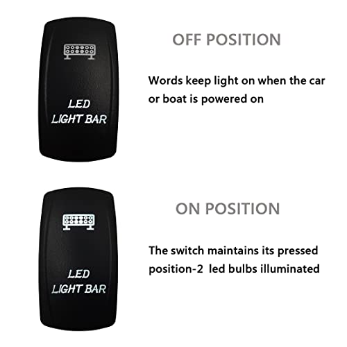 Image of Led Light Bar Rocker Switch White Led 5 PIN ON-Off SPST Toggle Switch for Car Boat Truck Trailer Van UTV ATV Dashboard 12V 24V IP66