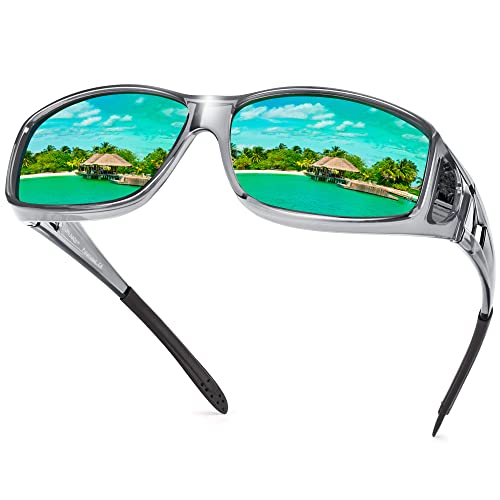 URUMQI Sunglasses Fit Over Glasses, Polarized 100% UV Protection Wrap-around Sunglasses for Men & Women Driving