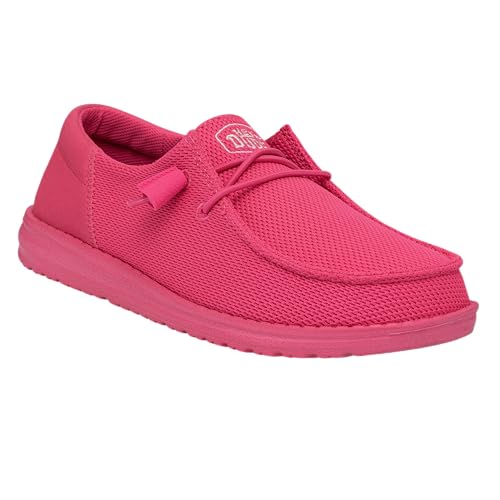 HEYDUDE HEYDUDE Women's Wendy Funk Mono Slip On Shoe, Electric Pink Size 6 | Stretch Knit Upper, Cushioned Foam Insole, Ultralight Casual Loafer