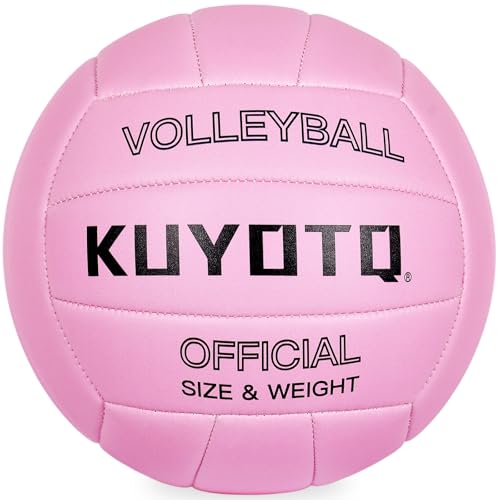 KUYOTQ Pink Size 5 Volleyball, Indoor/Outdoor, Soft Leather