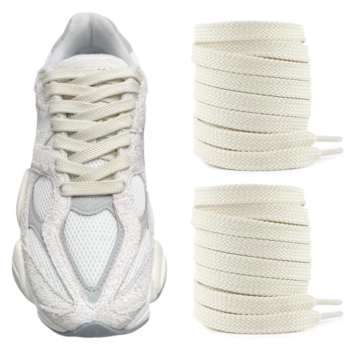 UamGlsob Flat Shoelaces for New Balance Sneakers, 5/16'(8mm) Athletic Classic Shoe Laces Replacement Strings (Beige, 36'/92cm)