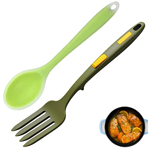 2 pezzi Suit Silicone Flessibile Forcella Miscelazione Cucchiaio Flessibile Forchetta in Silicone Multifunzionale per Utensile da Cucina Mix Ingredienti Mash Food