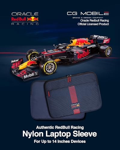 Image of REDBULL Racing 14-Inch Laptop Sleeve Case Official Licensed by CG Mobile - Premium Nylon with Powerbar Design, Stylish Protective Laptop /MacBook Bag for Men & Women - Navy