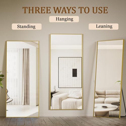 Image of Koonmi 64 inchx24 inch Floor Mirror Full Length, Large Gold Mirror
