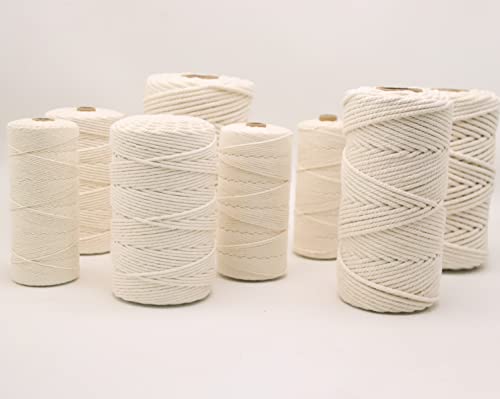 GOHOF Macrame Cord 4mm x 300m Premium Cotton Rope - 4 Strand Twisted Soft Cotton String for Macrame Art - Chemical-Free (Beige) - Image 3