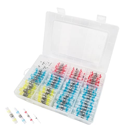 400Pcs Solder Seal Connectors, Heat Shrink Butt Connectors, Waterproof Insulated Butt Splice, Marine Grade Electrical Connectors Kit