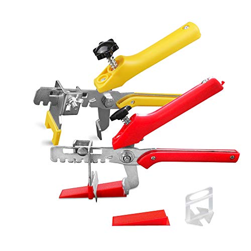 Tile Leveling System with 2 Tile Plier 200 Pieces 1.5Â mm Tile Spacers Clips and 100 pcs Reusable Wedges Tile Tools Kit for Wall Shower Kitchen Tile Leveler
