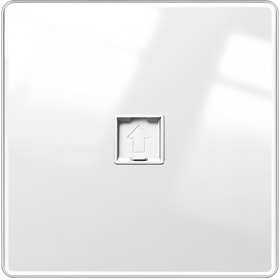 MEI JIA Telephone+Computer socket Tempered White Glass Panel and Big Rocker Button Light Switches with LED Indicator,UK Standard Wall Power Socket, Artistic Modern Swich soket (Telephone)