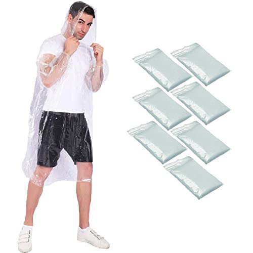 Ahsado Poncho Pluie Imperméable avec Capuche, Cape de Pluie EVA Randonnée Camping, Voyage, Activités en Plein Air,/Poncho Pluie Femme et Homme, pour Les Festivals de Camping et Les Randonnées (7 Pack)