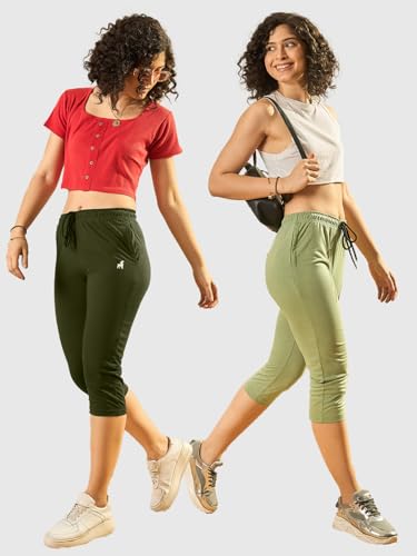 Image of Modeve Women Solid Cotton Blend Capri for summer|| Summer Wear