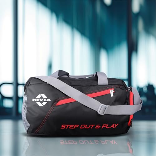 Image of NIVIA Sportspace 2.0 Polyester Gym Bag, Unisex Gym Bags, Adjustable Shoulder Bag for Men, Duffle Gym Bags for Men, Sports Kit, Duffle Bags Travel,Capacity-18 litres