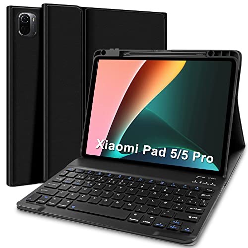 Funda con Teclado para Xiaomi Mi Pad 5/5 Pro, Español Ñ Ultra Slim Teclado con Ranura de Lápiz,...