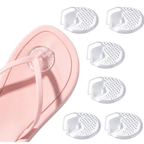 6 Pcs Silicone Thong Sandal Toe Protectors Flip Flop Gel Toe Guards Cushion Pain Prevention and Non-Slip Cushions Between Toes for Sandals Clear