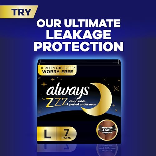 Image of Always Ultra Thin Feminine Pads with Wings for Women, Size 5, Extra Heavy Overnight Absorbency, Unscented, Up to 100% Leak-Free Comfort, 34 Count