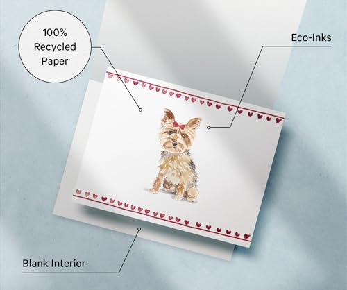 Image of Twigs Paper - Yorkshire Terrier Dog Note Cards - Set of 12 Blank Cards (5.5 x 4.25 Inch) with 12 Envelopes - 100% EcoFriendly Stationery - Made In USA