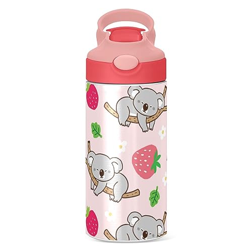 Botella de agua para niños de acero inoxidable aislada de 12oz con tapa de popote 3