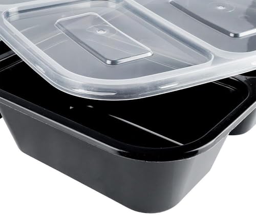 Image of Krum 3 Compartment Plastic Plate | Reusable Sectioned Meal Tray for Office, Home, Restaurants & Food Delivery | Microwave Safe & Durable (Pack of 10)