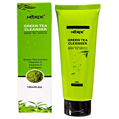 Hebepe Green Tea Matcha Moisturizing Daily Facial Cleanser, Face Wash With Collagen, Vitamin C, Vitamin E, Citrus Peel Extract, Natural Antioxidant Hydrating Cleansing Foam #TOP3