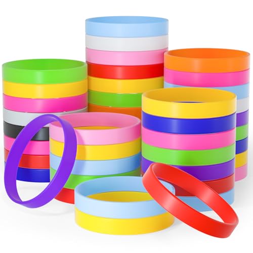 Bracelets en caoutchouc de couleur unie et élastiques pour décorations tendance, lot de 60