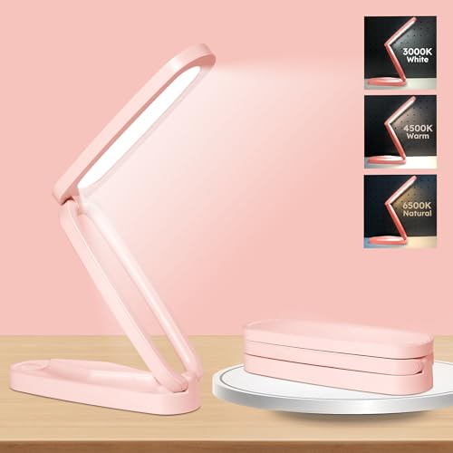 Overcomo Small LED Rechargeable Portable Foldable Cordless Desk Table Lamp