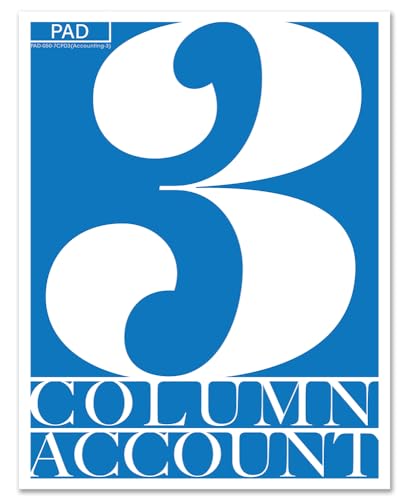 BookFactory 3 Column Ledger Pad/Account Columns Notepad/Accounting Notepads (Three Columns Columnar Notepad Format) - 1 Notepad, 50 Pages, 8.5'' x 11'' (Made in USA)