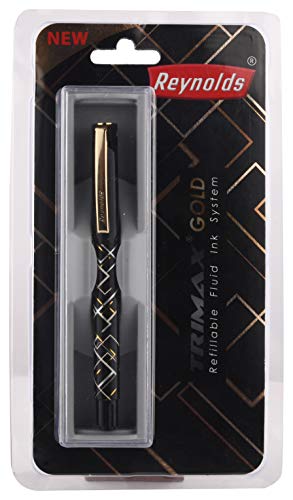 Image of Reynolds Trimax Gold Liquid Gel Pen, Needle Tip (0.5mm), Blue Ink