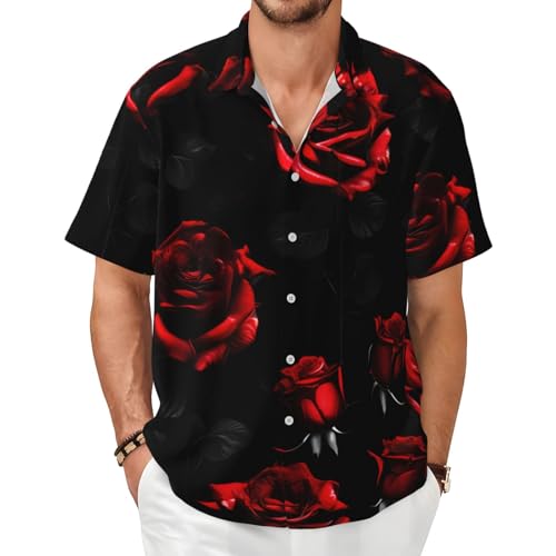 Chemise manches courtes imprimé roses fluide et anti-transpirante