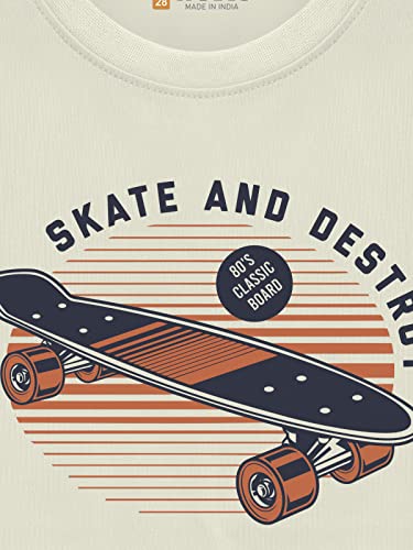 Image of HELLCAT Boys Round Neck Printed Blended Cotton Tshirt -Combo Pack of 2 - Orange /Blue