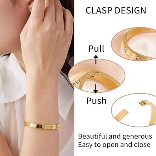 18K Gold Plated Four Leaf Clover Bracelet Bangle Set for Women Stack Bracelets Bangle for Love Trendy Jewelry Gifts for Women3